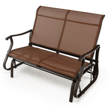 Load image into Gallery viewer, 2-Person Patio Glider Bench with High Back and Curved Armrests-Brown