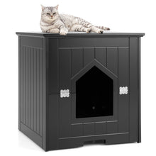 Load image into Gallery viewer, Cat Litter Box Enclosure with Flip Magnetic Half Door-Black