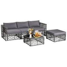 Load image into Gallery viewer, 5 Pieces Patio PE Rattan Wicker Sofa Furniture Set-Gray