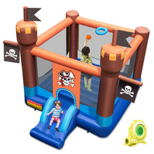 Load image into Gallery viewer, Pirate-Themed Inflatable Bounce Castle with Large Jumping Area and 735W Blower