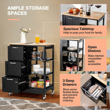 Load image into Gallery viewer, Rolling Kitchen Island Utility Storage Cart -Black