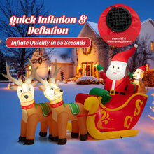 Load image into Gallery viewer, 7.2 Feet Long Christmas Inflatable Santa on Sleigh with LED Lights Dog and Gifts Yard