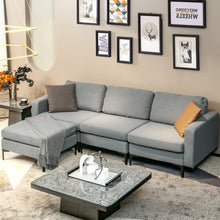 Load image into Gallery viewer, 1/2/3/4-Seat Convertible Sectional Sofa with Reversible Ottoman-3-Seat L-shaped