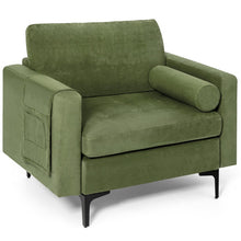 Load image into Gallery viewer, Modern Accent Chair with Bolster and Side Storage Pocket-Army Green