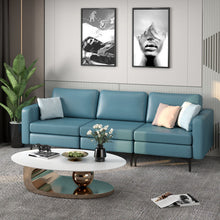 Load image into Gallery viewer, 3-Seat Sectional Sofa Couch with Armrest Magazine Pocket and Metal Leg-Blue