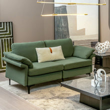Load image into Gallery viewer, Modern Fabric Loveseat Sofa for with Metal Legs and Armrest Pillows-Army Green
