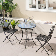 Load image into Gallery viewer, 3 Pieces Patio Bistro Set Outdoor Furniture Mosaic Table Chairs