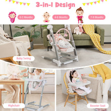 Load image into Gallery viewer, Baby Folding High Chair with 8 Adjustable Heights and 5 Recline Backrest-Pink