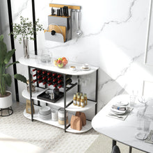 Load image into Gallery viewer, 47 Inches Wine Rack Table with Glass Holder and Storage Shelves-White