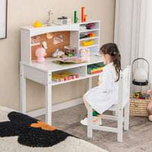 Load image into Gallery viewer, Kids Desk and Chair Set with Hutch and Bulletin Board for 3+ Kids-White