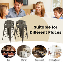 Load image into Gallery viewer, 24 Inch Set of 4 Tolix Style Counter Height Barstool Stackable Chair-Gun