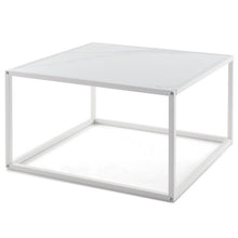 Load image into Gallery viewer, Modern Glass Square Coffee Table with Metal Frame for Living Room-White