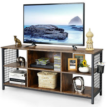 Load image into Gallery viewer, Industrial TV Stand with Storage Basket for TVs up to 65 Inches-Rustic Brown