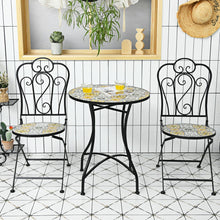 Load image into Gallery viewer, 2-Piece Mosaic Folding Bistro Chairs with Ceramic Tiles Seat