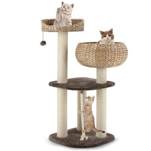 Load image into Gallery viewer, 41 Inch Rattan Cat Tree with Napping Perch-Beige
