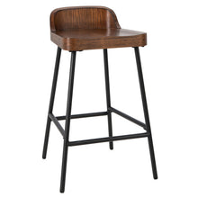 Load image into Gallery viewer, Industrial 24.5 Inches Bar Stool with Backrest and Saddle Seat-Rustic Brown