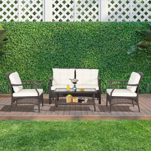 Load image into Gallery viewer, 4 Pieces Outdoor Rattan Conversation Set with Protective Cover
