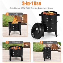 Load image into Gallery viewer, 3-in-1 Charcoal BBQ Grill Cambo with Built-in Thermometer