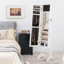 Load image into Gallery viewer, Standing Jewelry Cabinet with Full Length Mirror-White