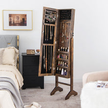 Load image into Gallery viewer, Standing Jewelry Cabinet with Full Length Mirror-Brown