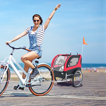 Load image into Gallery viewer, Dog Bike Trailer Foldable Pet Cart with 3 Entrances for Travel-Red