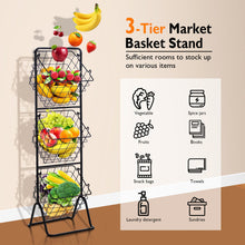 Load image into Gallery viewer, 3-Tier Fruit Basket Stand with Adjustable Heights