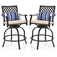 Load image into Gallery viewer, Set of 2 Outdoor Bar Height Chair with Soft Cushions