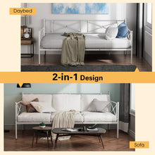 Load image into Gallery viewer, Metal Daybed Twin Bed Frame Stable Steel Slats Sofa Bed-White