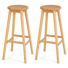 Load image into Gallery viewer, Set of 2 Bamboo Backless Pub Barstools with Round Seat and Footrest-Natural