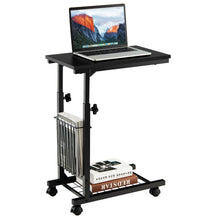 Load image into Gallery viewer, C-shape Sofa Side Table with Storage Basket-Black