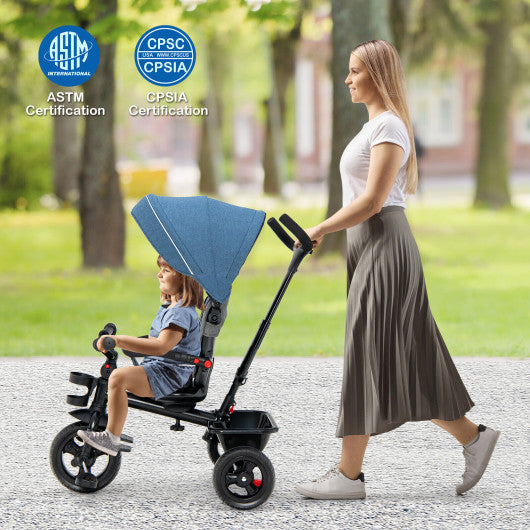 toddler trike stroller 4-in-1 Baby Tricycle Toddler Trike with Convertible Seat-Blue BC10056BL
