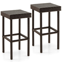 Load image into Gallery viewer, 2 Pieces Patio Rattan Wicker Bar Stool Chairs-Brown