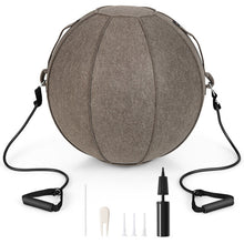 Load image into Gallery viewer, Yoga Sitting Ball with Felt Cover and Air Pump-Brown