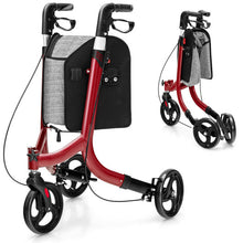 Load image into Gallery viewer, 3-Wheel Rolling Walker with Adjustable Handle-Red