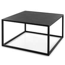 Load image into Gallery viewer, Modern Glass Square Coffee Table with Metal Frame for Living Room-Black