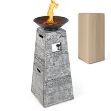 Load image into Gallery viewer, 48 Inch Propane Fire Bowl Column with Lava Rocks and PVC Cover-Gray