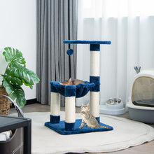 Load image into Gallery viewer, Multi-level Cat Tree with Scratching Posts and Cat Hammock-Blue