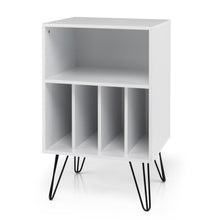 Load image into Gallery viewer, Freestanding Record Player Stand Record Storage Cabinet with Metal Legs-White