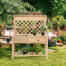 Load image into Gallery viewer, Wood Raised Garden Bed with Trellis