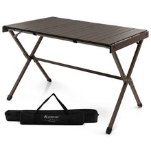 Load image into Gallery viewer, 4-6 Person Portable Aluminum Camping Table with Carrying Bag-Brown