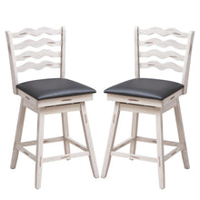 Load image into Gallery viewer, 360° Swivel Bar Stools with Rubber Wood Frame and Ergonomic Backrest and Footrest-25 inches
