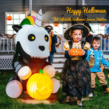 Load image into Gallery viewer, 5 Feet Halloween Inflatable Unicorn Skeleton with Pumpkin Lantern