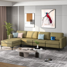 Load image into Gallery viewer, Modular L-shaped Sectional Sofa with Reversible Ottoman and 2 USB Ports-Green
