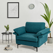 Load image into Gallery viewer, Modern Fabric Accent Armchair with Original Distributed Spring and Armrest Cushions-Peacock Blue