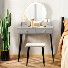 Load image into Gallery viewer, Vanity Table Set with Mirror-Gray