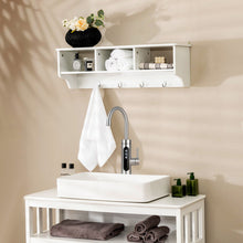 Load image into Gallery viewer, Wall Mount Cubby Organizer Hooks Entryway Storage Shelf-White