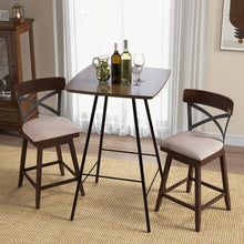 Load image into Gallery viewer, Set of 2 Wooden Swivel Bar Stools with Cushioned Seat and Open X Back-25 Inch