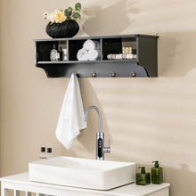 Load image into Gallery viewer, Wall Mount Cubby Organizer Hooks Entryway Storage Shelf-Black