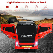 Load image into Gallery viewer, 12V Kids Semi-Truck with Container and Remote Control-Red