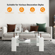Load image into Gallery viewer, Rectangular Tempered Glass Coffee Table End Side Table with Shelf-White